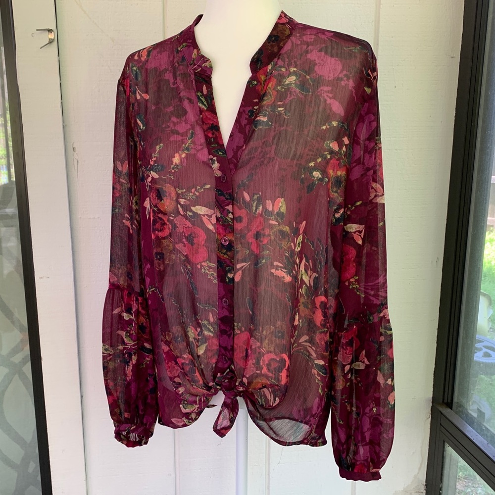 KUT from the Kloth Sheer Floral Blouse